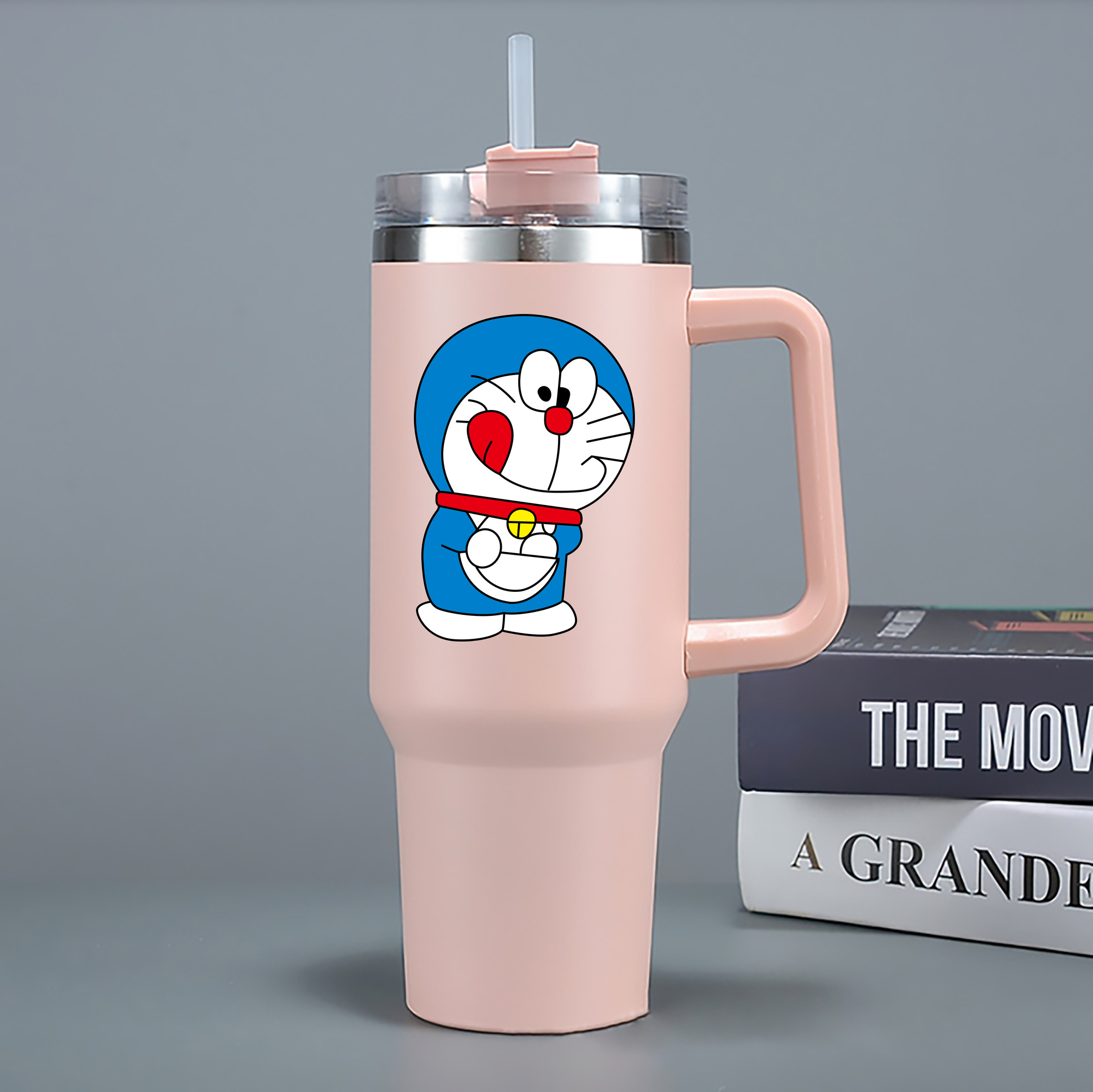 （画像用） ドラえもん Doraemon 1200mL車用タンブラー - クリスタルステッカー（プラスチックストロー付き）